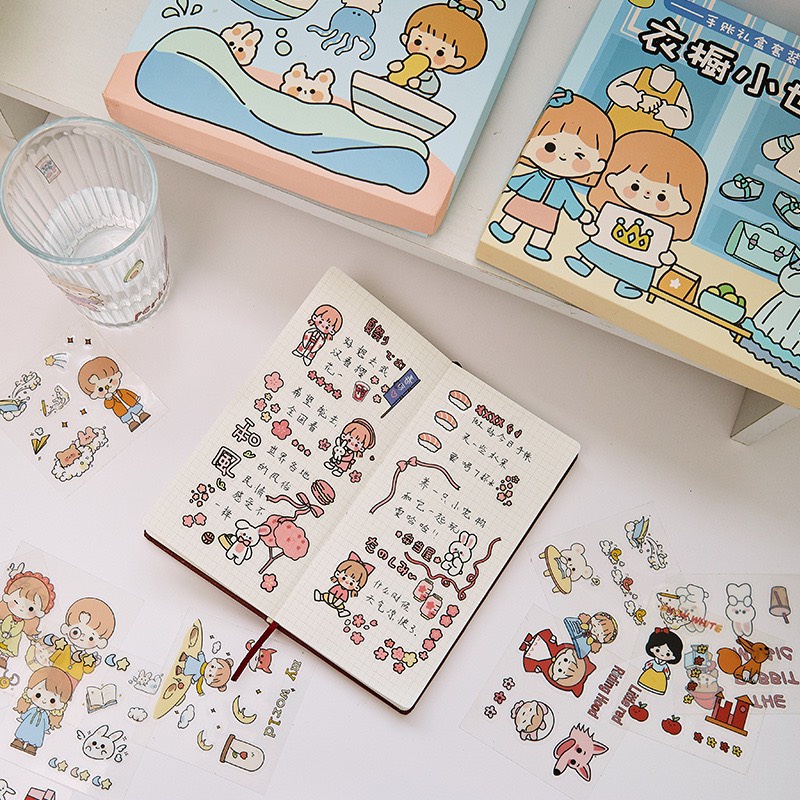 Bộ 100 hình sticker trong  đáng yêu trang trí sổ tay, bình nước - Đại Sỉ