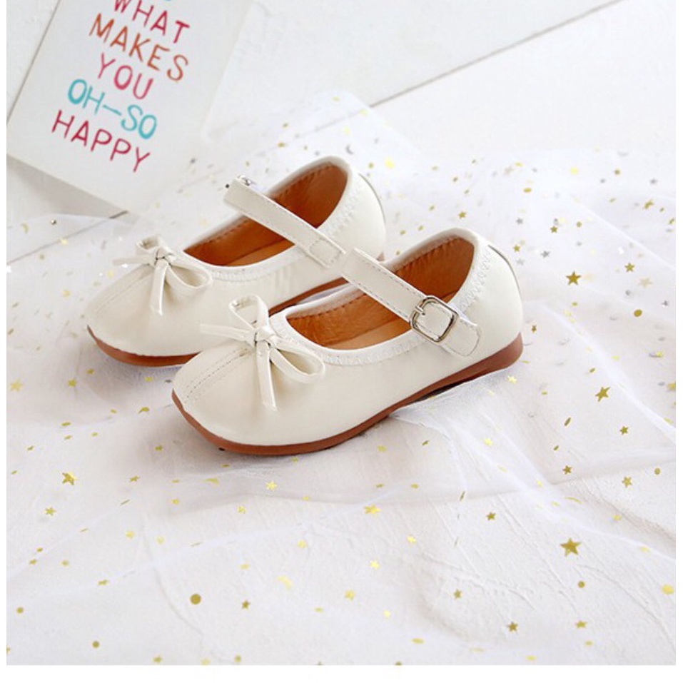 Giày bệt bé gái - giày búp bê cho bé đế êm, da mềm, nơ xinh xắn có quai dán mẫu mới thời trang Babybess V295
