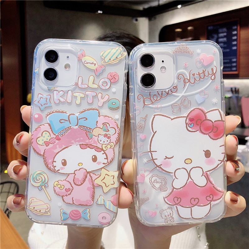 Ốp điện thoại mềm họa tiết Hello Kitty cho iPhone 12 Pro Max 7 8 Plus Se 2020 11 Pro Max X Xr Xs Max 8Plus 7Plus