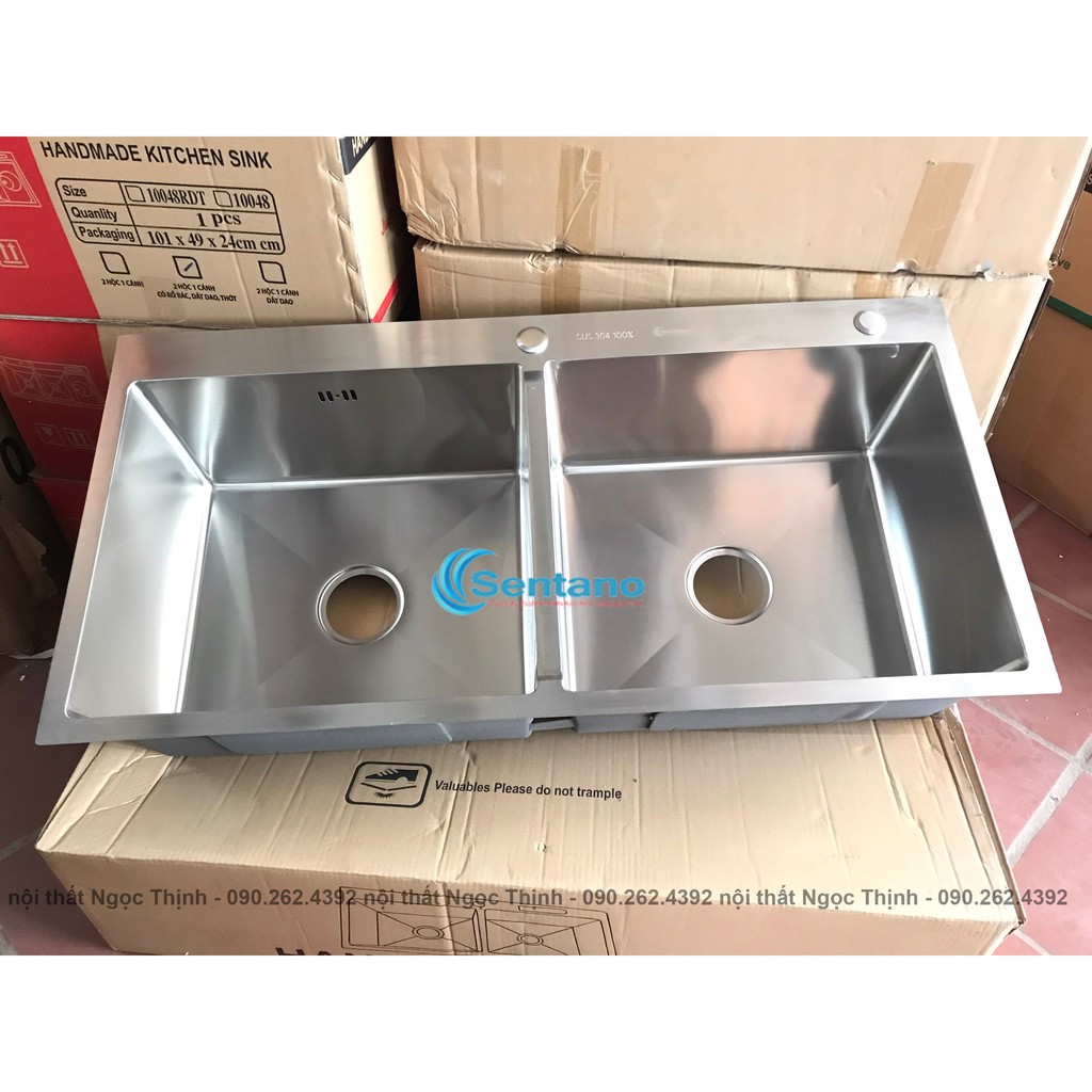 [CHẬU SIÊU TO] Bồn chậu rửa chén đúc inox cao cấp 100x50 cm 100% inox 304 hàng loại 1 có 2 ngăn cân