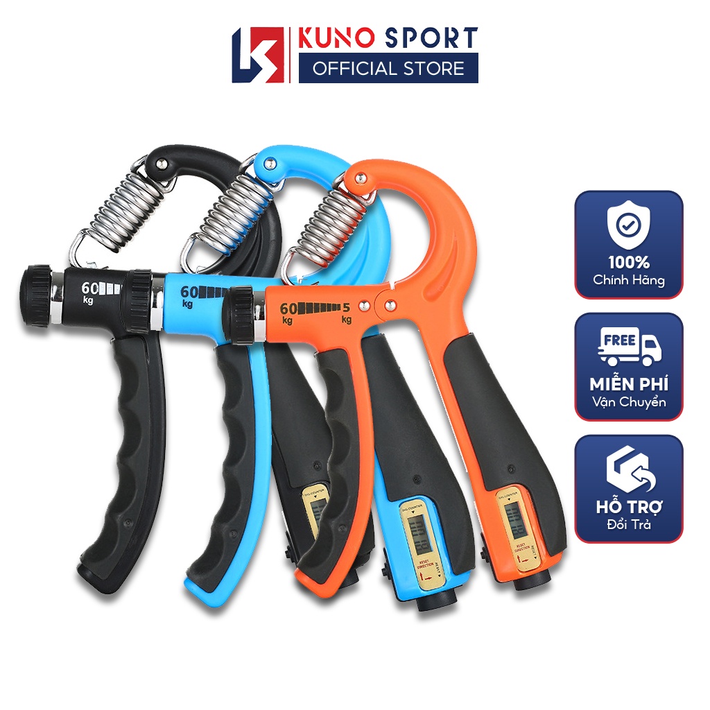 Kìm Bóp Tập Cơ Tay KUNO SPORT Bản Đếm Số Điện Tử Lực 5-60KG