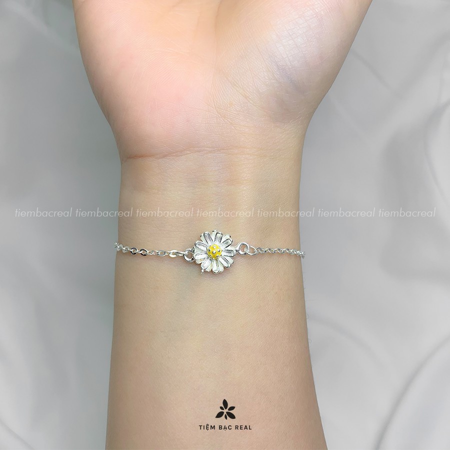 Lắc tay hoa cúc bạc ta nguyên chất không han gỉ, lắc tay hoa cúc đủ size kích cỡ | BigBuy360 - bigbuy360.vn