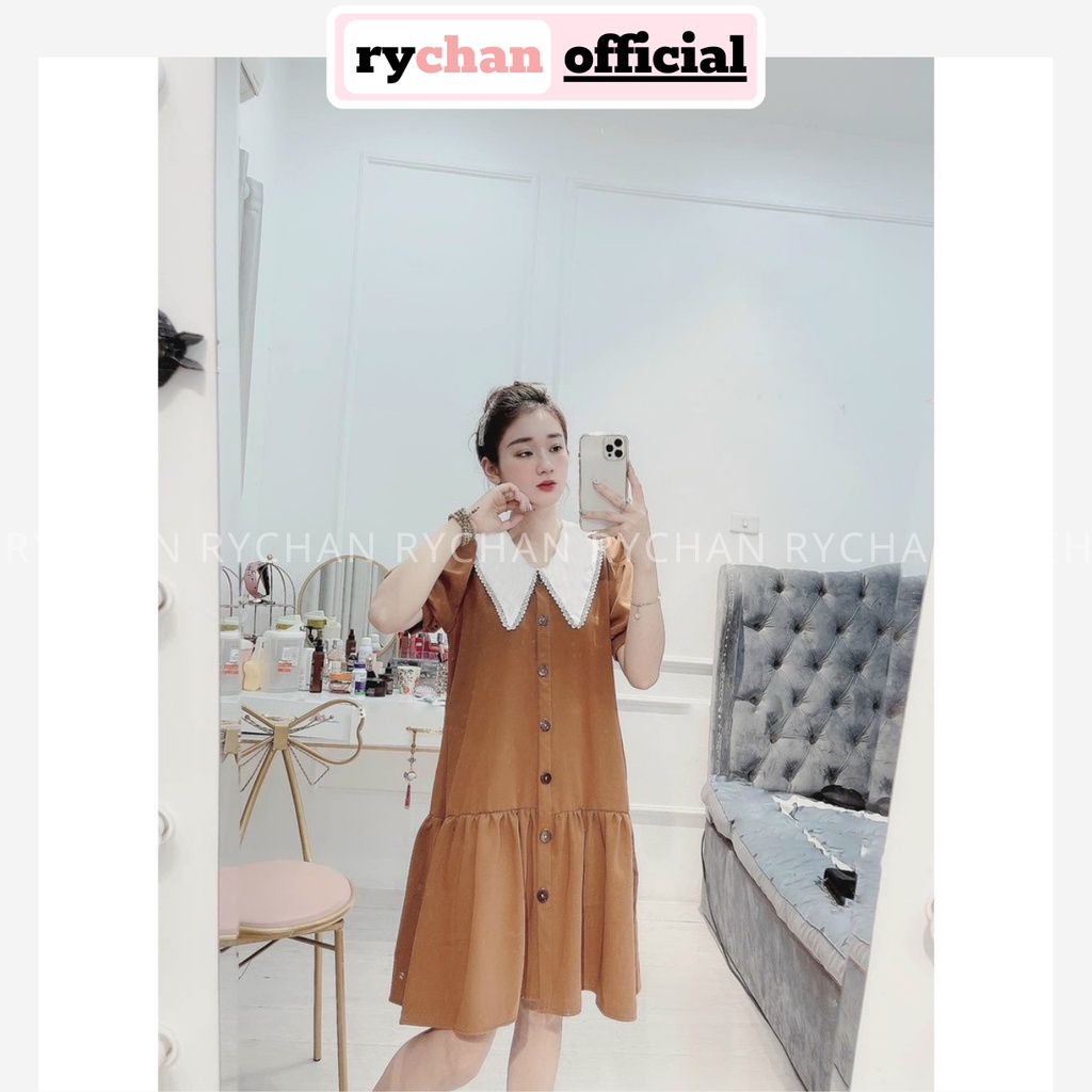 Đầm Suông Babydoll Cổ Thủy Thủ Đuôi Viền Bèo [Ảnh Thật Cuối] - DS0013