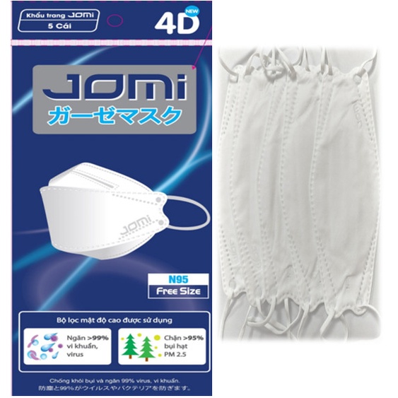 [Túi 5 Cái] Khẩu Trang Ngăn Khói Bụi &amp; Vi Khuẩn 4D Jomi