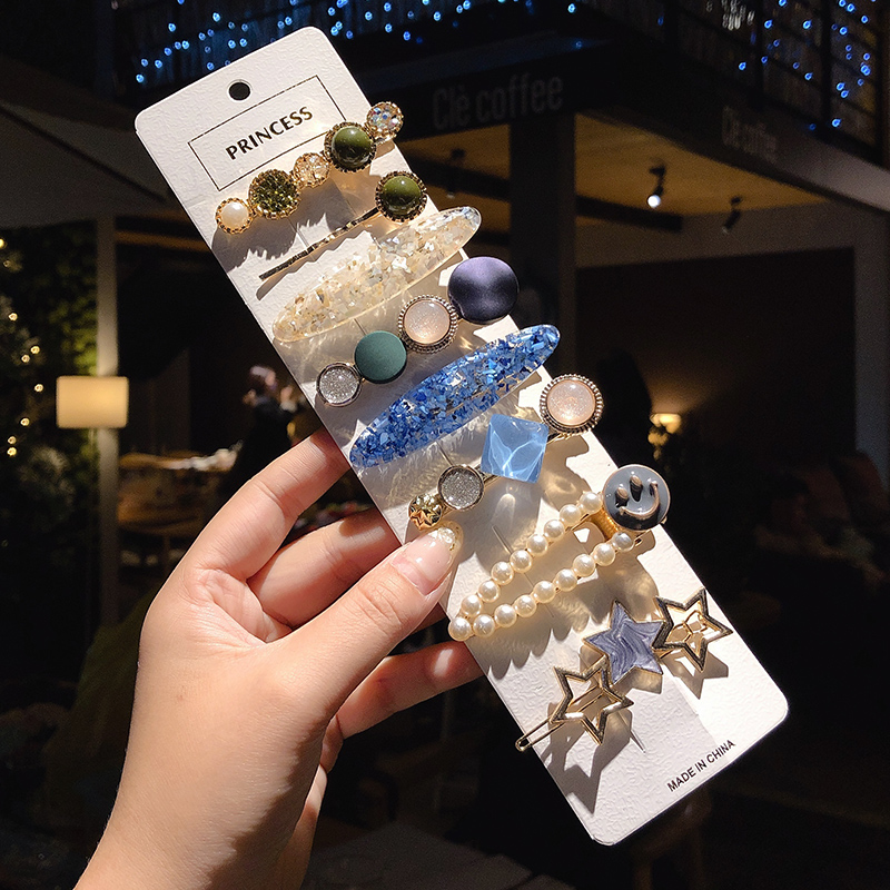 Kẹp tóc đính đá/ngọc trai giả phong cách Hàn Quốc xinh xắn dành cho nữ