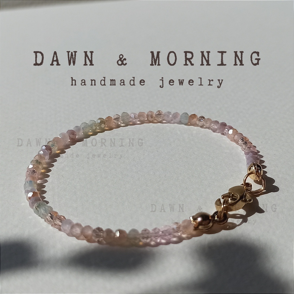 Hồng dày ~2mm - Vòng tay lắc tay nữ thủ công bằng hạt đá pha lê thủy tinh phong cách thời trang trang nhã, thanh lịch