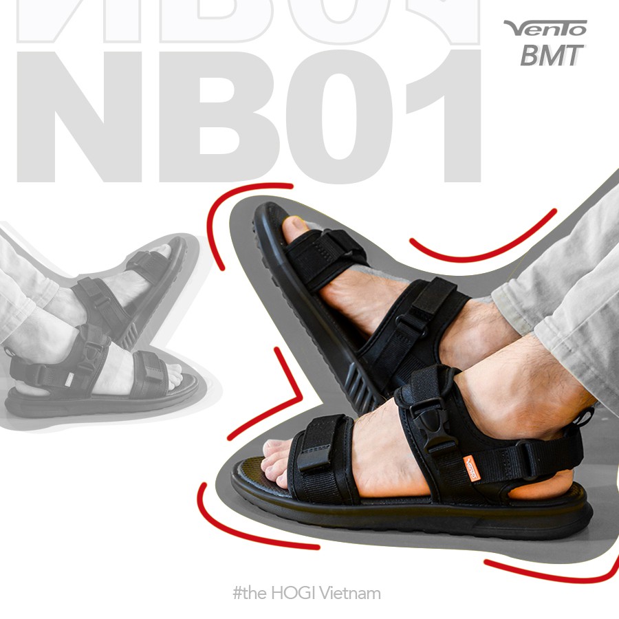 GIÀY SANDAL VENTO CHÍNH HÃNG NB01-ĐEN [ẢNH THẬT-Full size 35-44]  [SANDAL NAM NỮ]