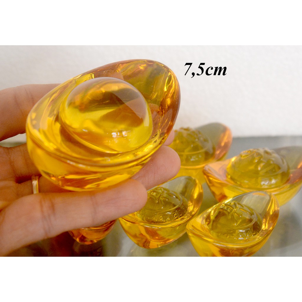 Thỏi vàng phong thủy tài lộc thủy tinh-hợp kim-Nhiều cỡ