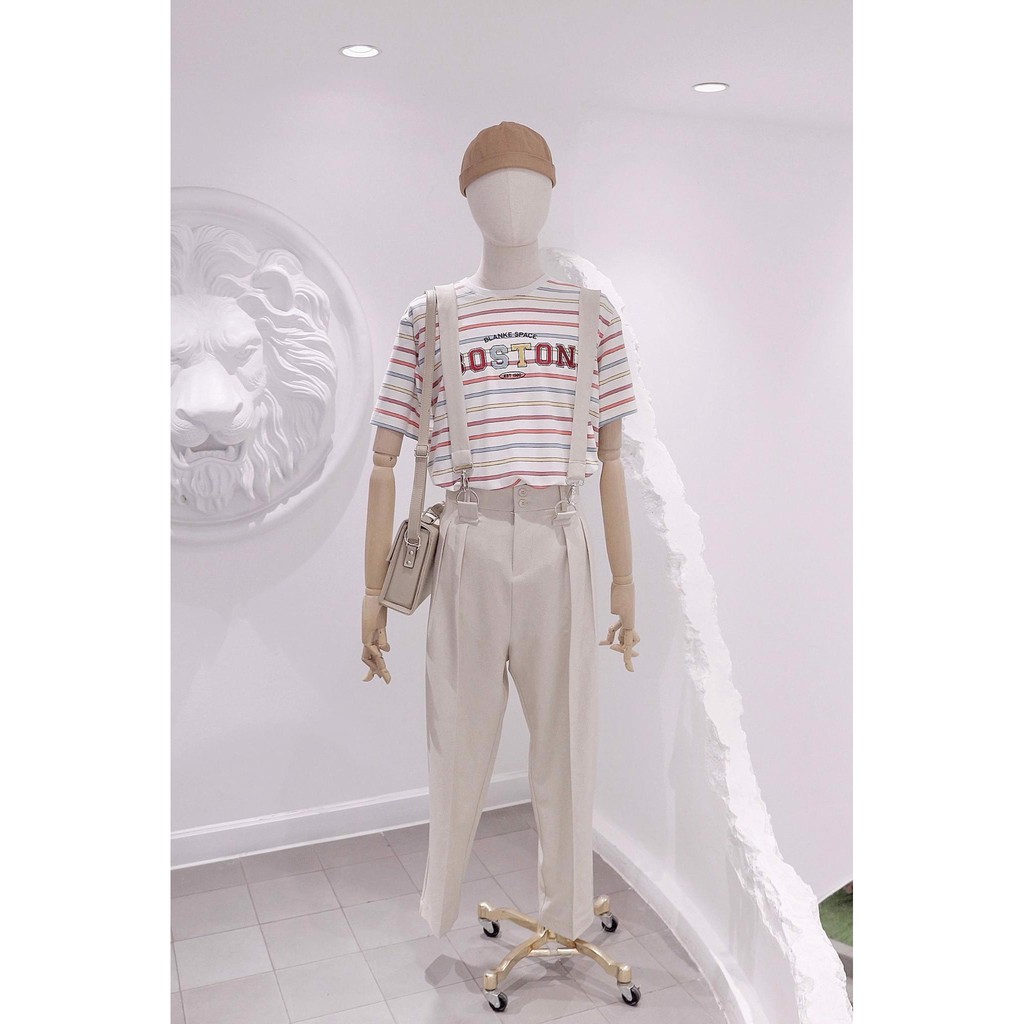 BLANKESPACE Quần Ống Xuông Clown Beige Pants Vải Cotton Sợi Chéo Thời Trang Nam Nữ Unisex