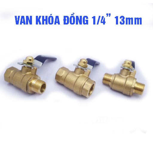 Van đồng khóa nước 1/4  - loại dày - đồng thau 100% - van gạt khóa cao cấp