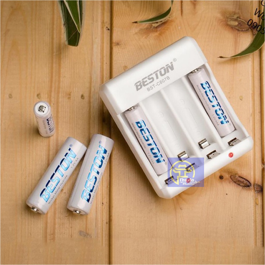 [Chính hãng] Bộ Sạc Pin Beston C807B Tặng kèm 04 Pin Tiểu Sạc Beston AA 1200mAh, 3000mAh lắp MIC,máy đo huyết áp..