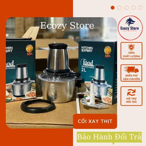 Máy xay thịt Ecozy mini cối inox đa năng say thịt chính hãng 2L máy xay cầm tay cao cấp