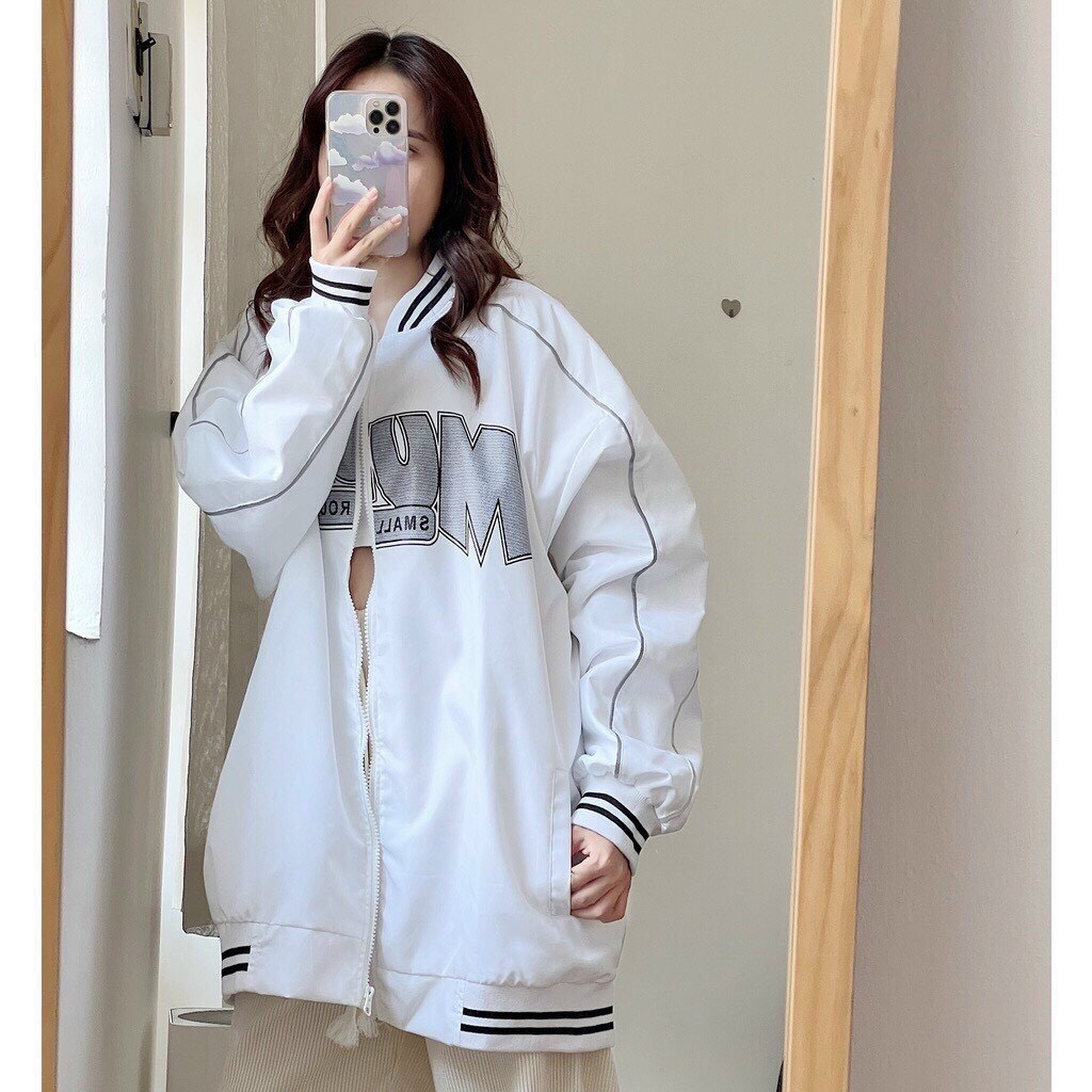 Áo Khoác Bomber Jacket Dù 2 Lớp Phản Quang MUDENG Varsity Form Rộng Nam Nữ Unisex Phong Cách Hàn Quốc Ulzzang