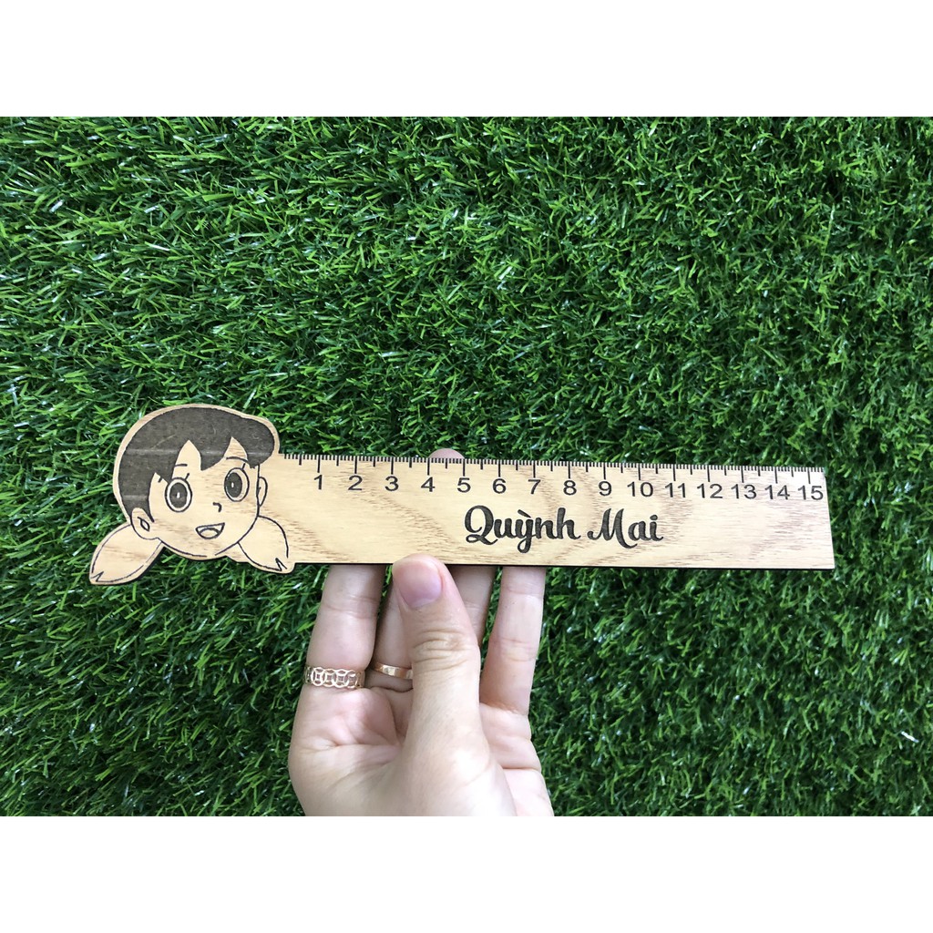 [SIÊU KHUYẾN MÃI] - Thước gỗ khắc hình và khắc tên cá nhân - Khắc mẫu Xuka đáng yêu dành cho bé gái
