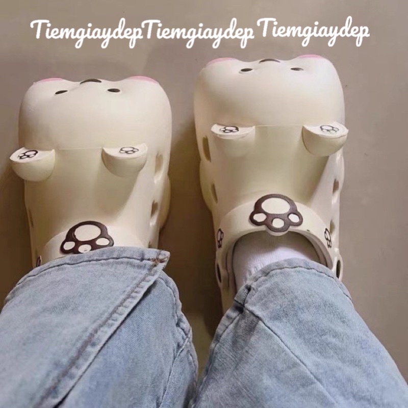 Dép sục cross gấu má hồng dễ thương cute nam nữ 🐻