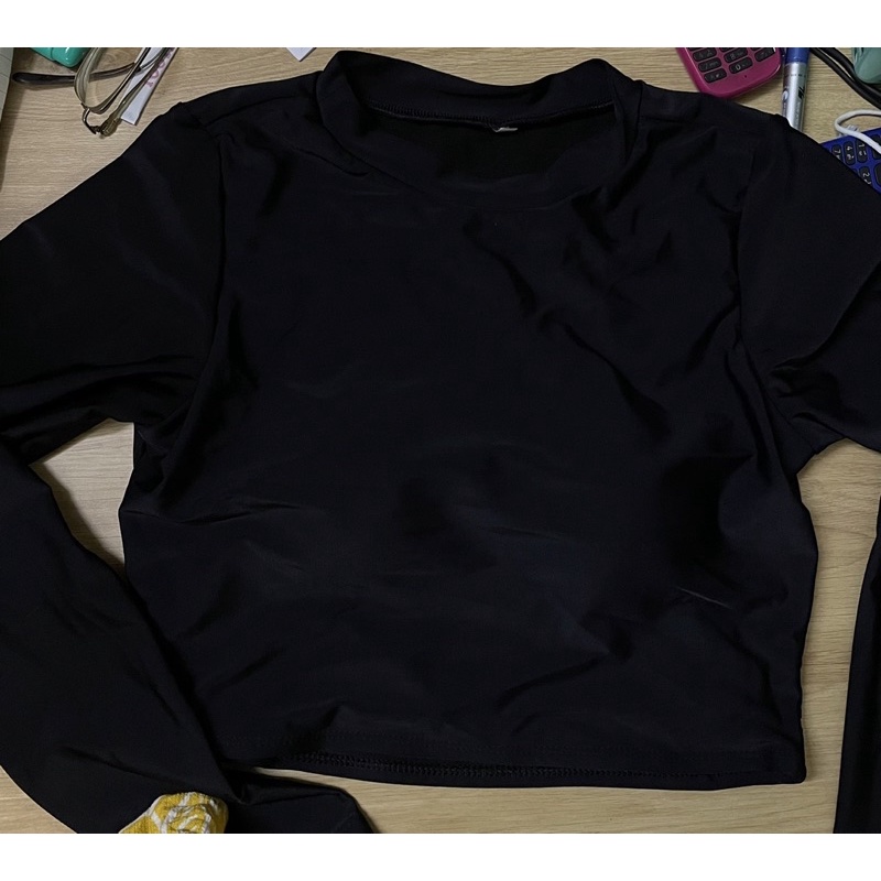 Áo tắm 2 mảnh tay dài quần đùi full đen