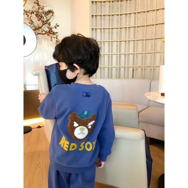 Set bộ nỉ da cá M.lb gấu nổi 3d cho bé trai bé gái có 3 màu size từ 10-35 cân