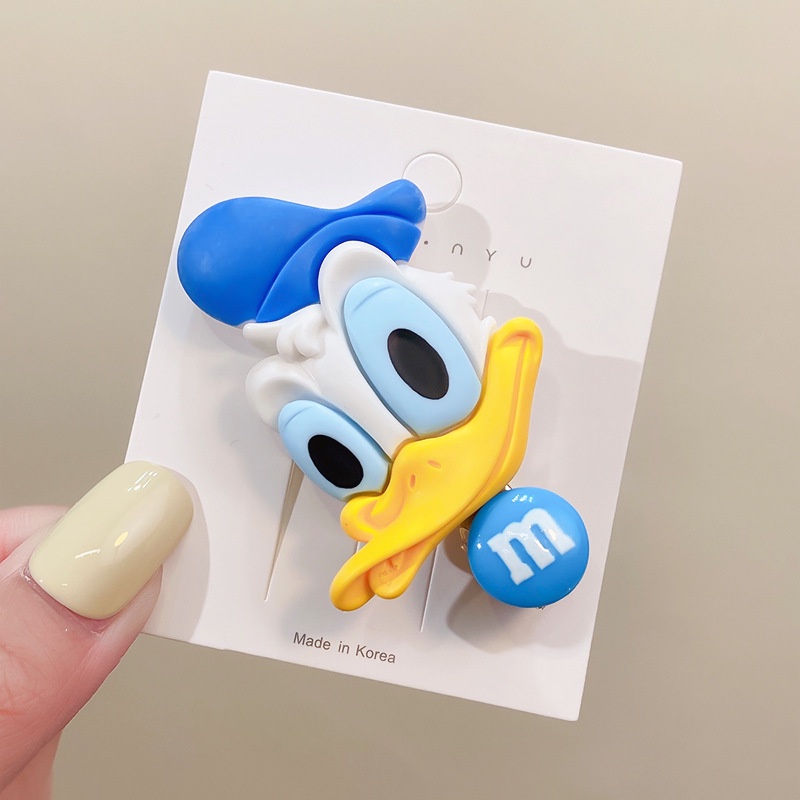 DISNEY Kẹp Tóc Hình Vịt Donald / Winnie / Gấu Pooh Nhiều Màu Dễ Thương Cho Bé