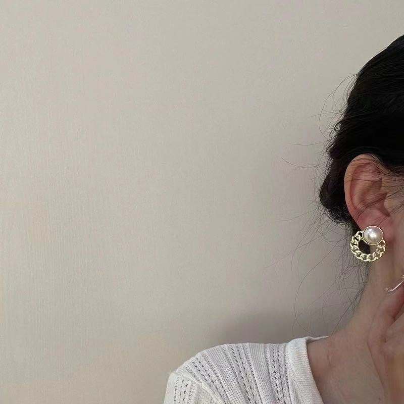 Khuyên Tai Hợp Kim Mạ Vàng Đính Ngọc Trai Sang Trọng
