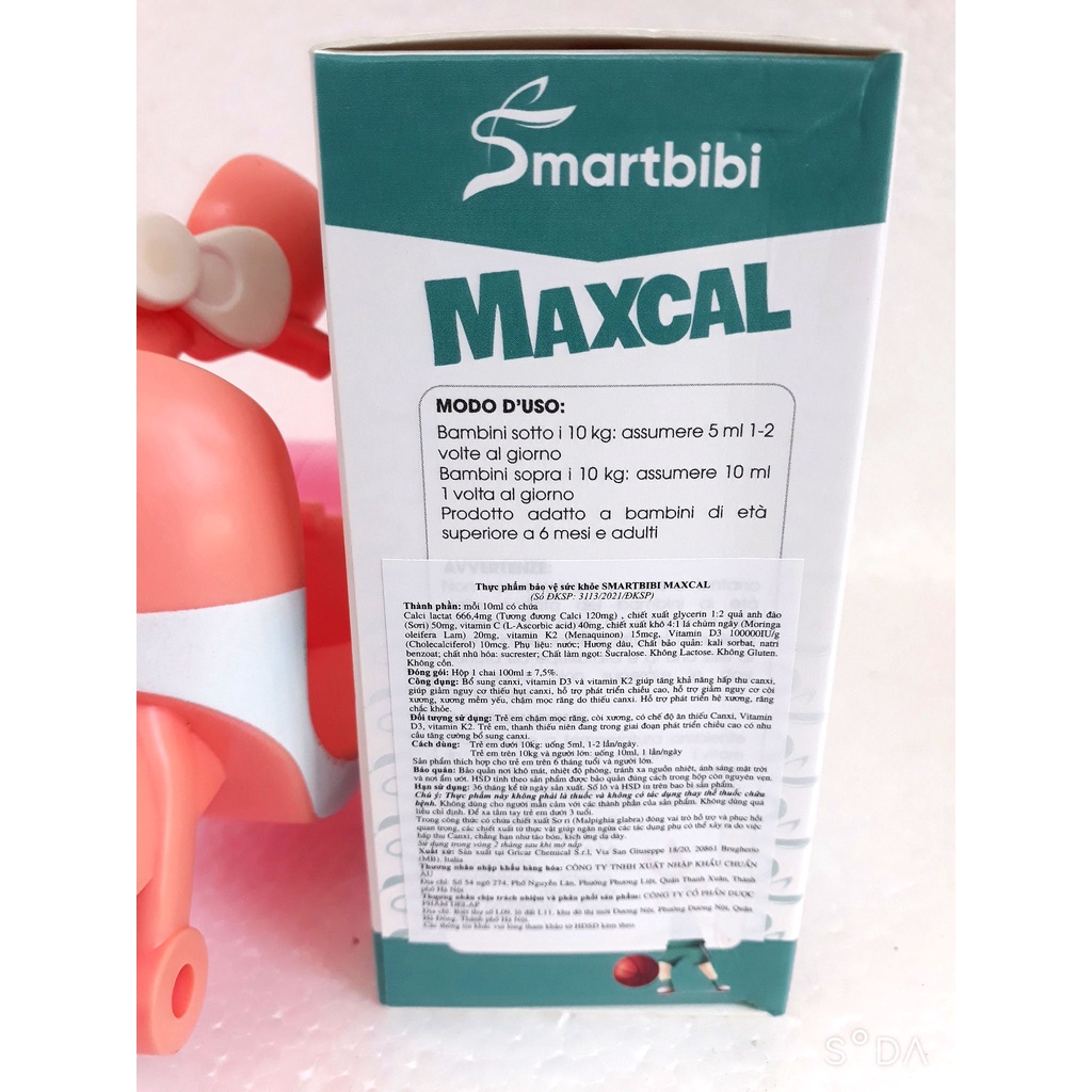 Smartbibi MAXCAL, bổ sung Canxi, D3K2 giúp bé hấp thụ canxi, hỗ trợ phát triển chiều cao và giảm nguy cơ còi xương ở trẻ
