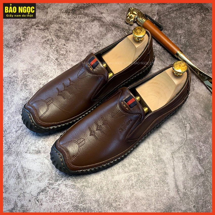 Giày da nam DA BÒ THỜI TRANG ✅ Giày lười nam da bò mềm 2 lớp cực mềm và thời trang💥 Đế cao su non cực êm ✅ Mã KH1555