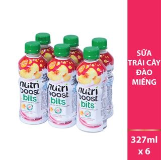 Lốc 6 chai sữa trái cây có đào miếng Nutriboost Bits 297ml