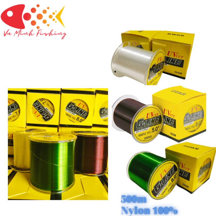 Cước Câu Cá 500m Tàng Hình Siêu Nhậy. Cước Câu Cá Glline Nylon Cao Cấp