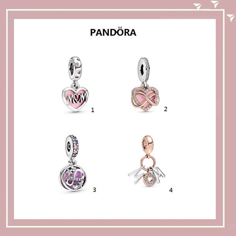 Pandora Mặt Dây Chuyền Xi Mạ Bạc 925 Hình Ngôi Sao Và Trái Tim