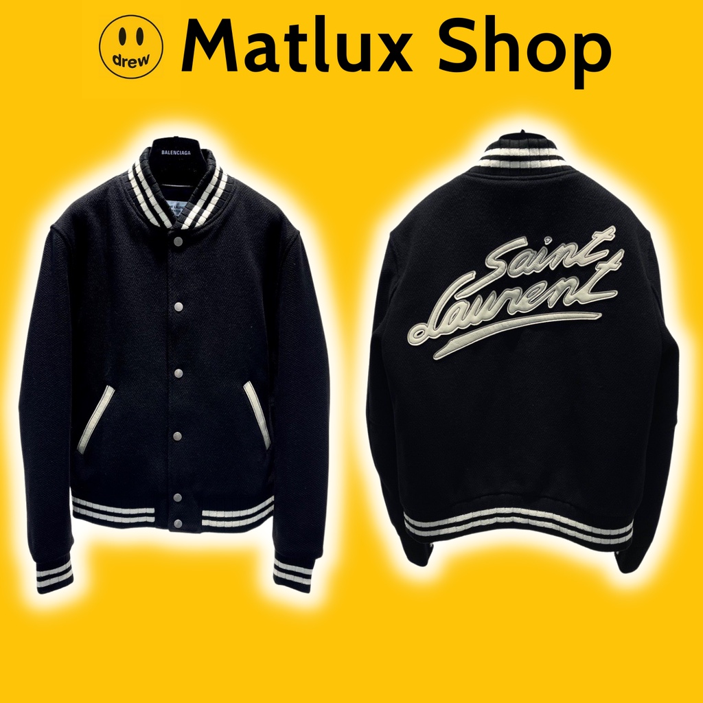 Áo khoác bomber Saint La*urent Teddy YSL Jacket bản cao cấp, Áo khoác bóng chày nam nữ SLP chất liệu vải len dày dặn