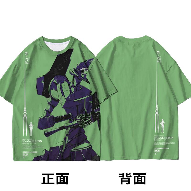 Áo Thun EVA Tay Ngắn Dáng Rộng In Họa Tiết Hoạt Hình EVANGELION Thời Trang Cho Nam Và Nữ ST1
