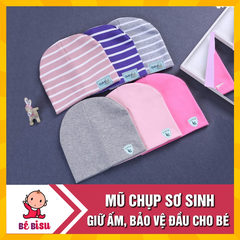 Mũ nỉ sơ sinh 2 lớp dày, mềm mịn giữ ấm cho bé (0-6 tháng)