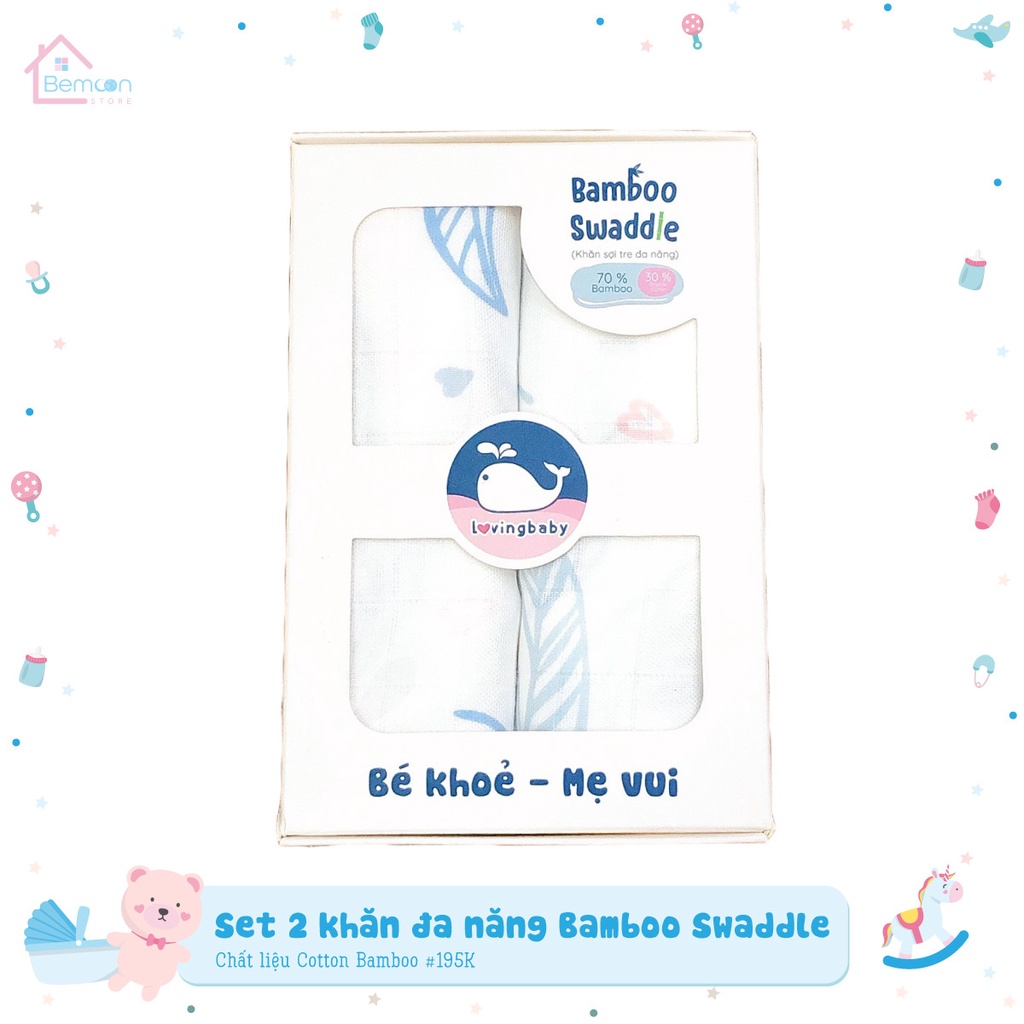 Khăn đa năng sợi tre Lovingbaby Set 2