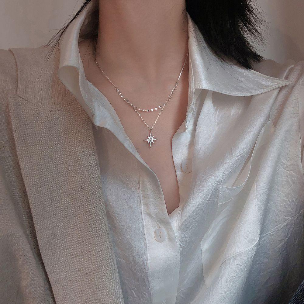 Vòng cổ Hai Lớp Hình Mặt Trăng Phong Cách Hàn Quốc