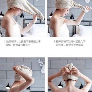 Combo 2  khăn quấn tóc phục vụ khi tắm