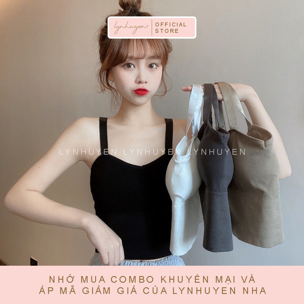 Áo 2 Dây Nữ Có Mút Ngực Bản To Croptop Chất Thun Lynhuyen - 4 Màu - A019
