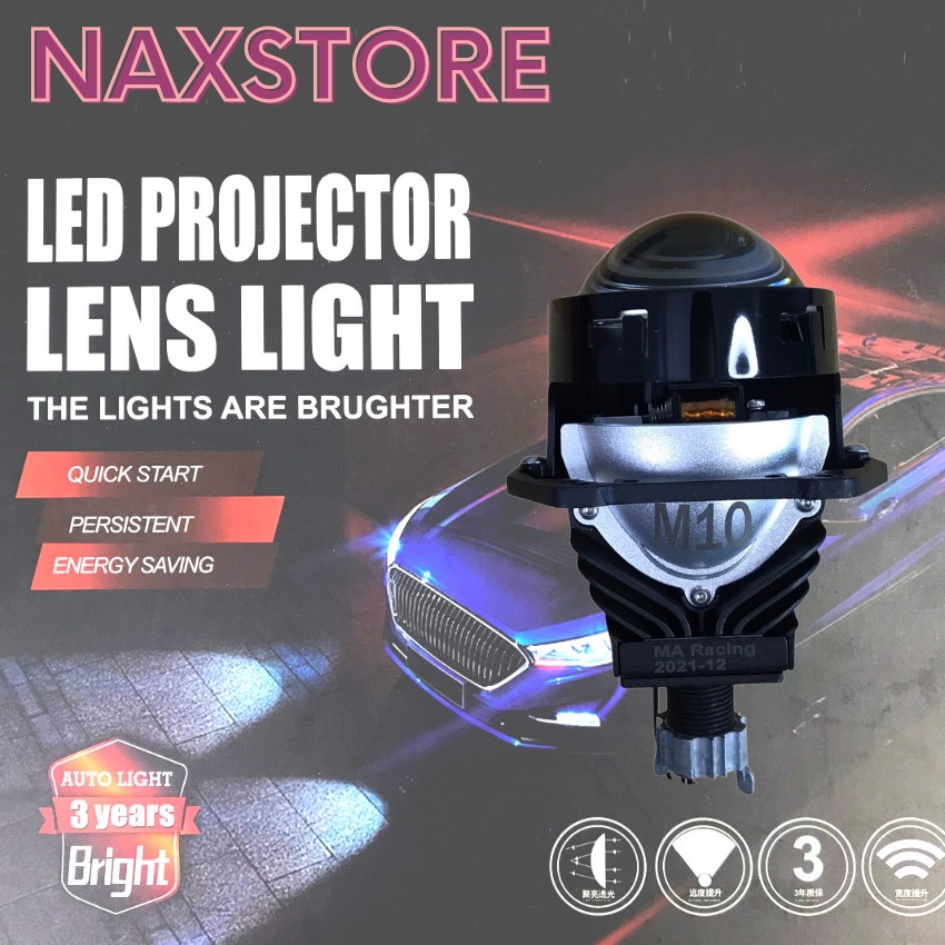 Đèn pha led bi cầu 3.0 siêu sáng lens tím kèm phụ kiện chân đèn H4 H7 H11