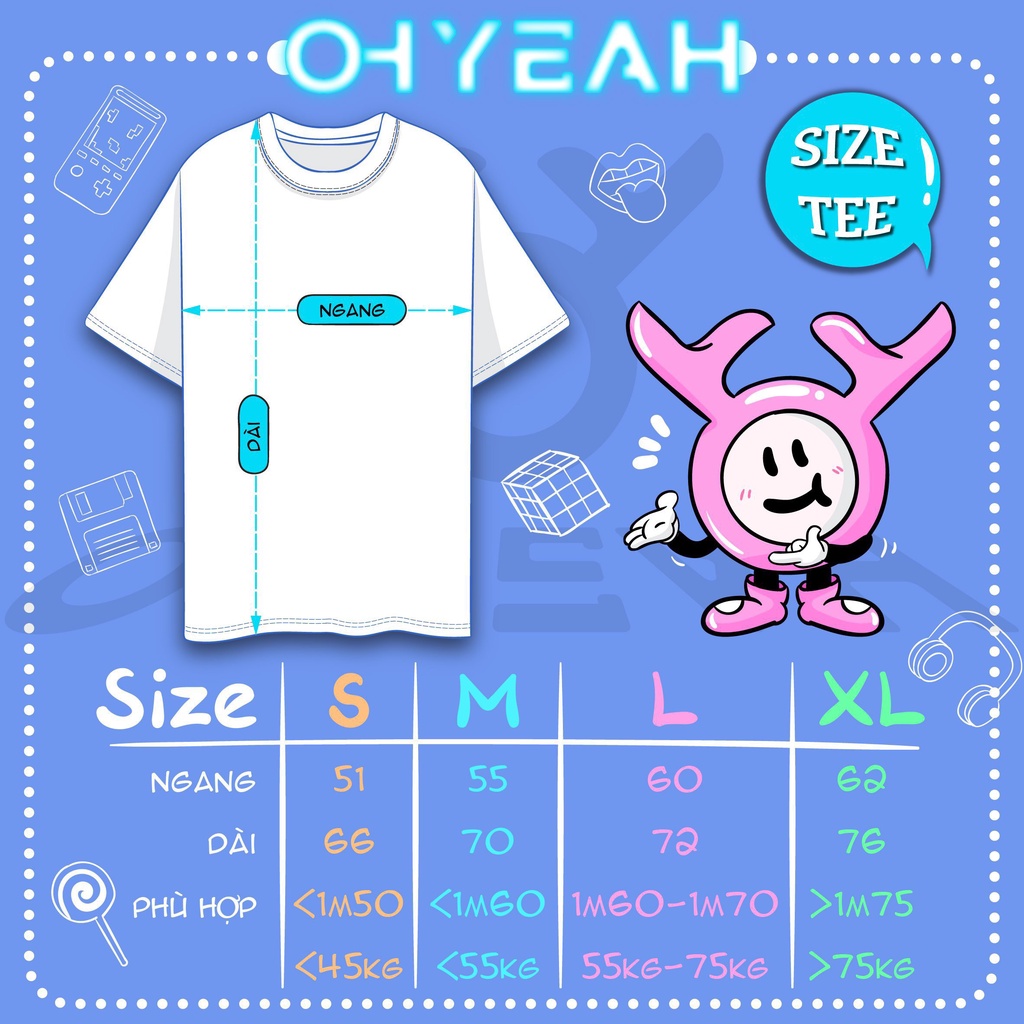 Áo thun tay lỡ OHYEAH phông Unisex nam nữ Premium Cotton oversize form rộng BONE - Đen