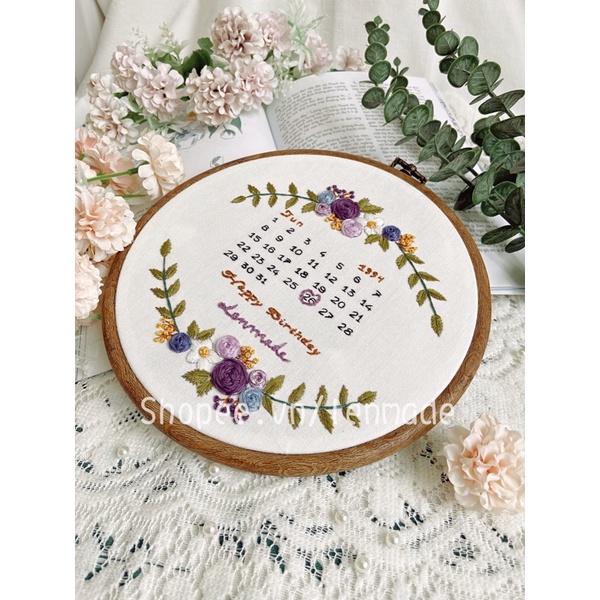 DIY bộ KIT tập thêu tay chúc mừng SINH NHẬT quà tặng handmade tự làm vải decor nhà phòng trang trí embroidery lenmade