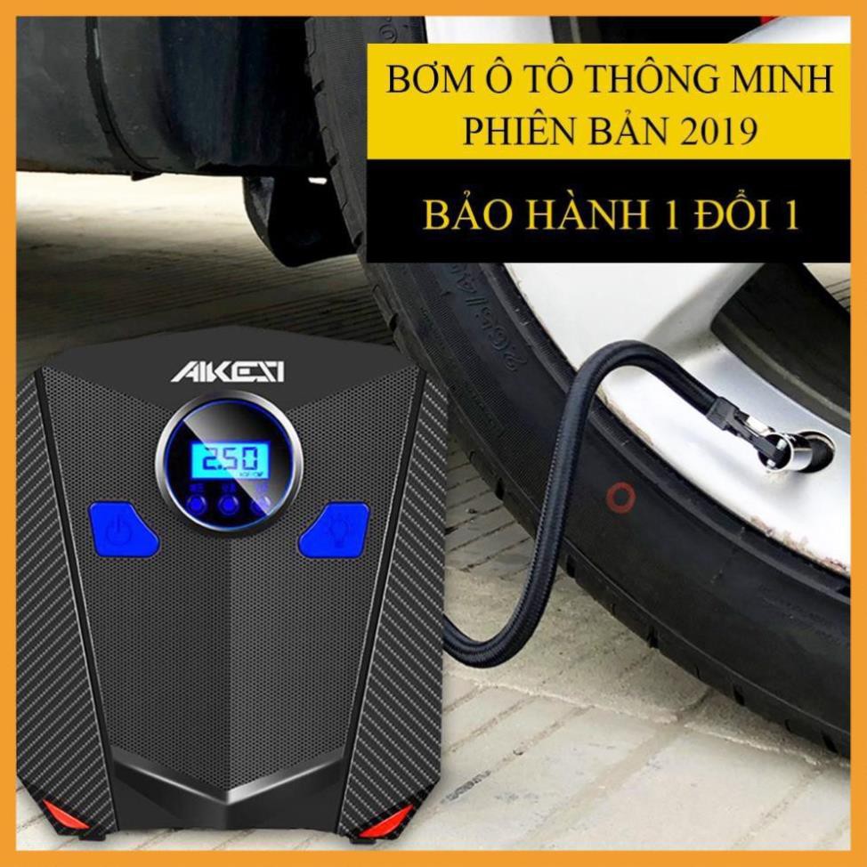 Bơm lốp ô tô, xe hơi AIKESI đồng hồ cơ, bơm ô tô điện tử cài đặt số cân và tự ngắt- Bảo hành 12 tháng