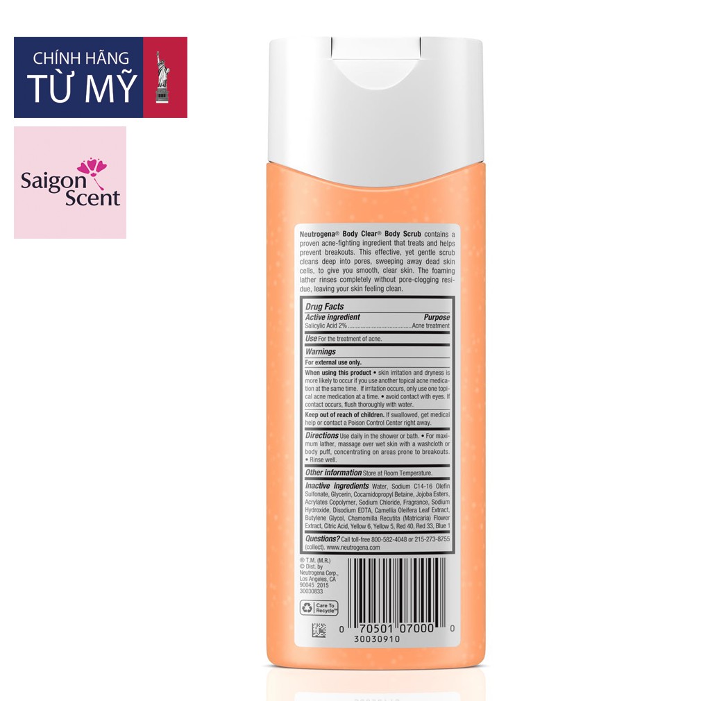 Sữa tắm ngăn ngừa mụn Neutrogena Body Clear Body Scrub ( 250mL ) | BigBuy360 - bigbuy360.vn