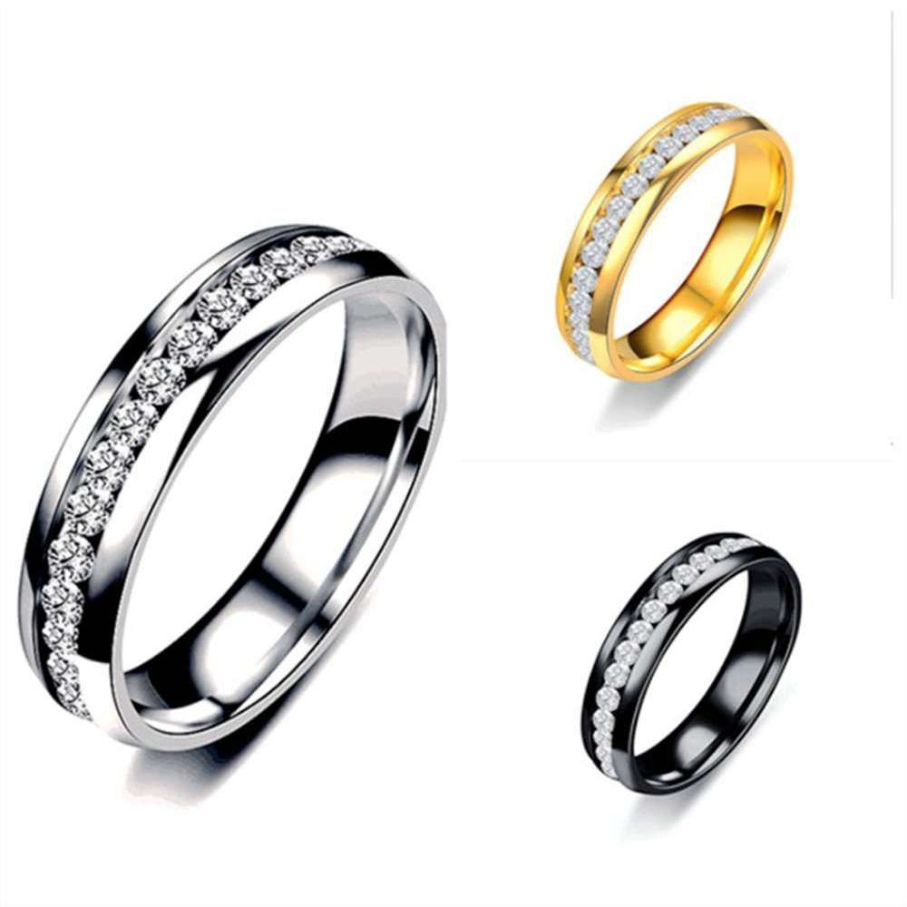 Nhẫn Thép Titan Đính Đá Thời Trang Cho Nữ