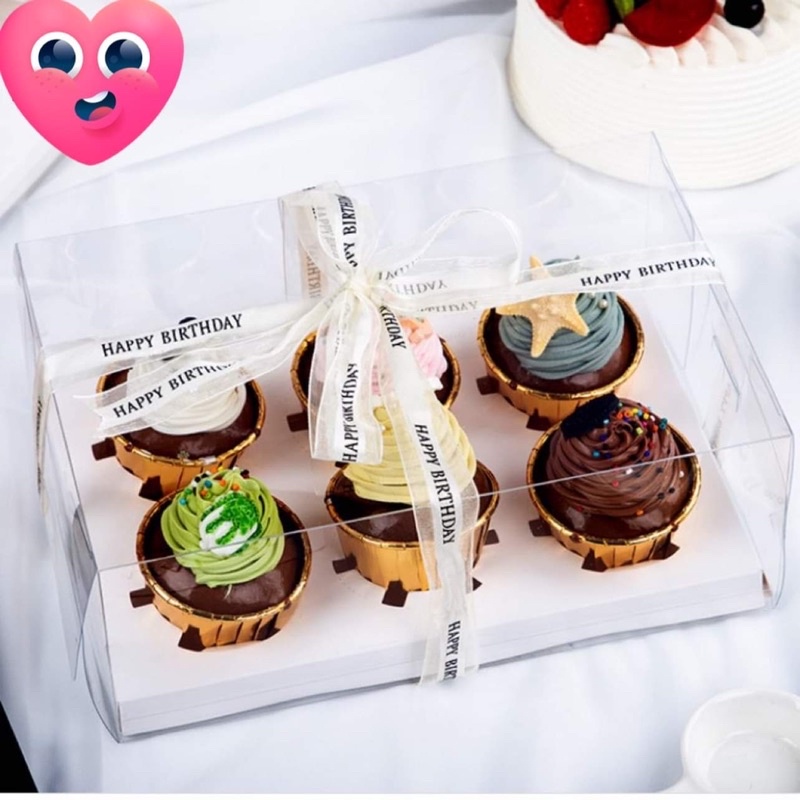 Hộp mica nhựa đựng bánh Cupcake 4,6 bánh cao 10cm