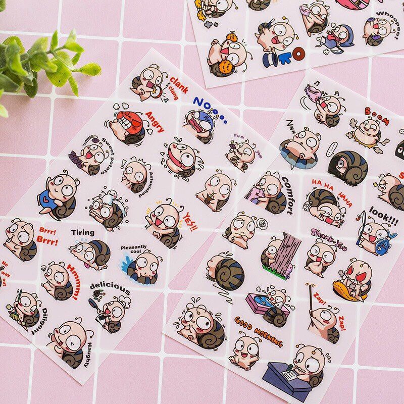 Sticker bóc dán hìnhốc sên cute dễ thương