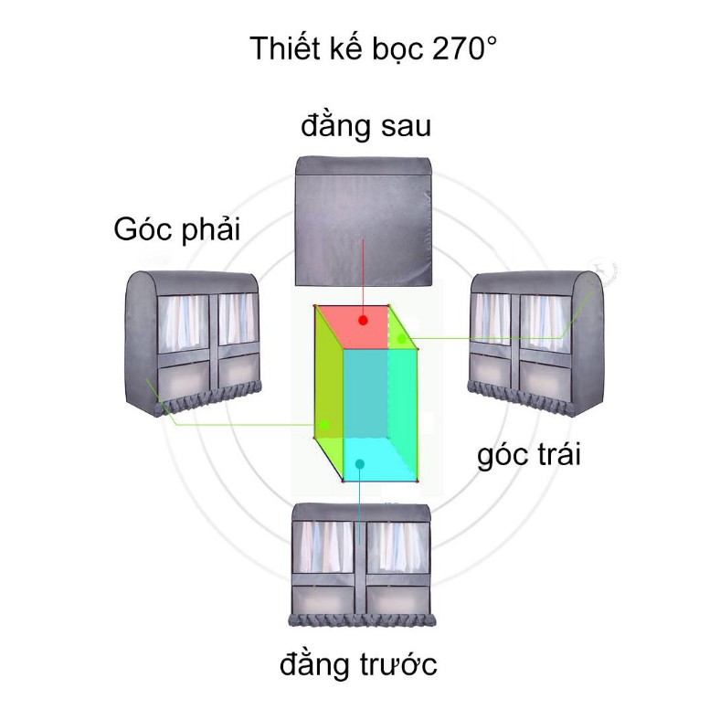 Túi trùm chống bụi quần áo cỡ lớn 157x146x50cm