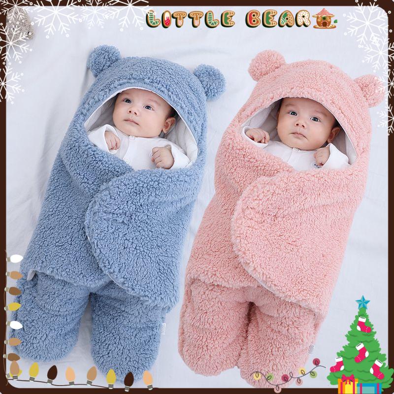 Chăn ủ lông cừu liên thân trần bông cho bé mùa đông cao cấp - Little Bear