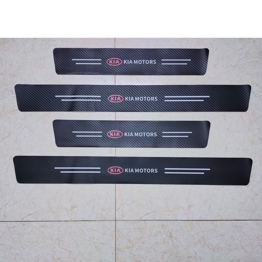 Nẹp Dán Vân Carbon Cho Xe Ô tô, Chống Xước Bậc Cửa, Bậc Cốp Sau Xe Có Logo KIA