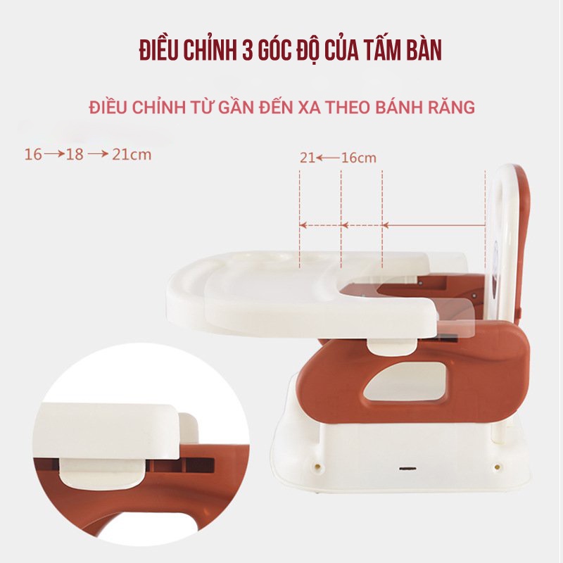 Ghế ăn dặm gấp gọn tiện lợi, chống trơn trượt cho bé từ 6 tháng - 4 tuổi Baby And Me