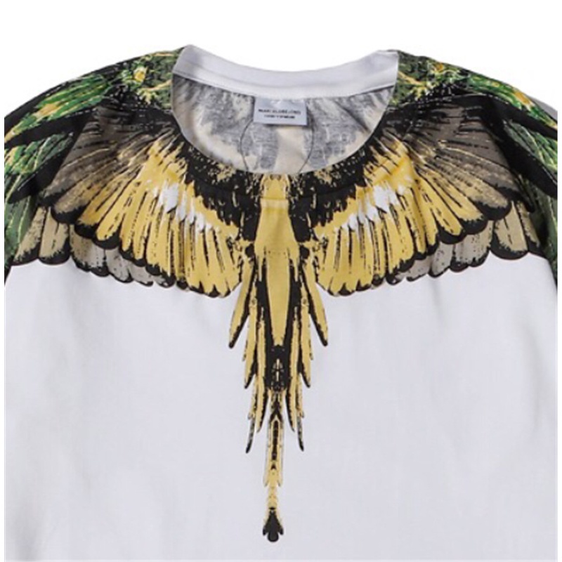 Áo Thun Tay Ngắn Cổ Tròn In Hình Đôi Cánh Màu Vàng Thời Trang Unisex