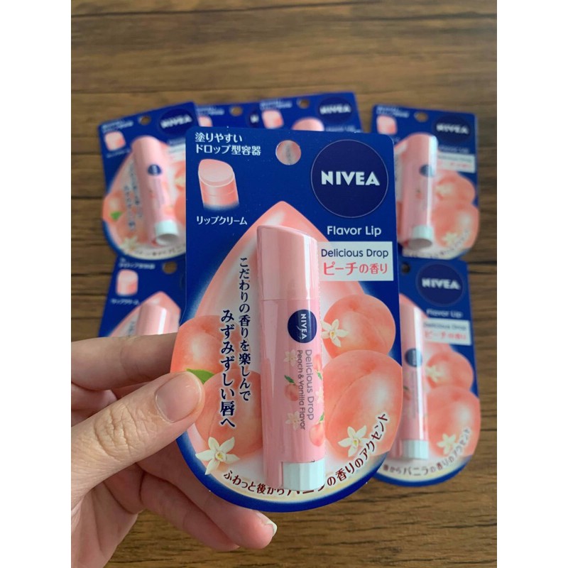 Son dưỡng môi Nivea Flavor Lip Nhật Bản hương đào có màu nhẹ 3.5g (Hàng nội địa Nhật) | BigBuy360 - bigbuy360.vn