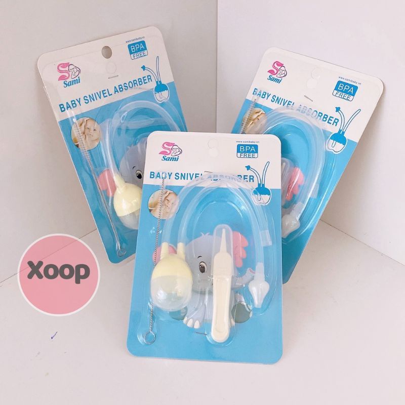 Dụng Cụ Hút Mũi Silicon Sami Kèm Nhíp Gắp Rỉ Mũi Và Cọ Ống Hút